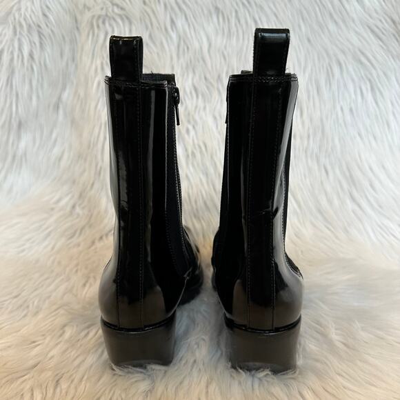 Jeffrey Campbell Zelton Boots Patent Leather Stacked Heel Mid Calf Boots Black - Picture 7 of 11